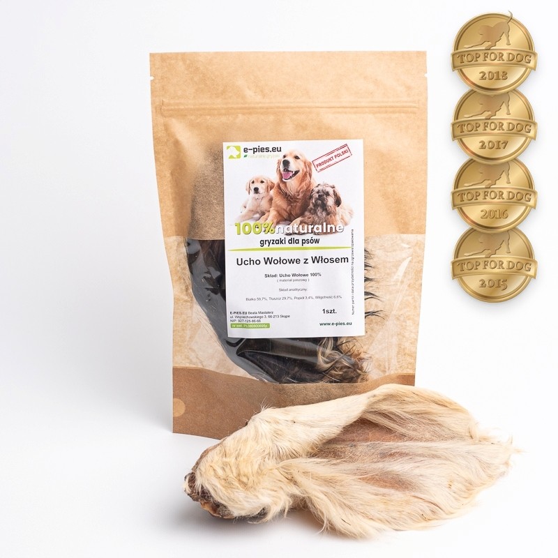 Ucho Wolowe z Wlosem 1szt. e-pies.eu